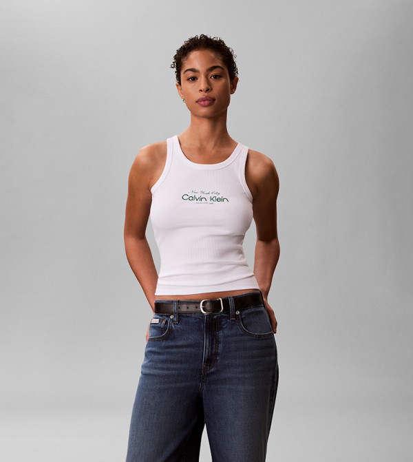 Calvin Klein Jeans  Clothing - White Short Sleeve T-Shirts