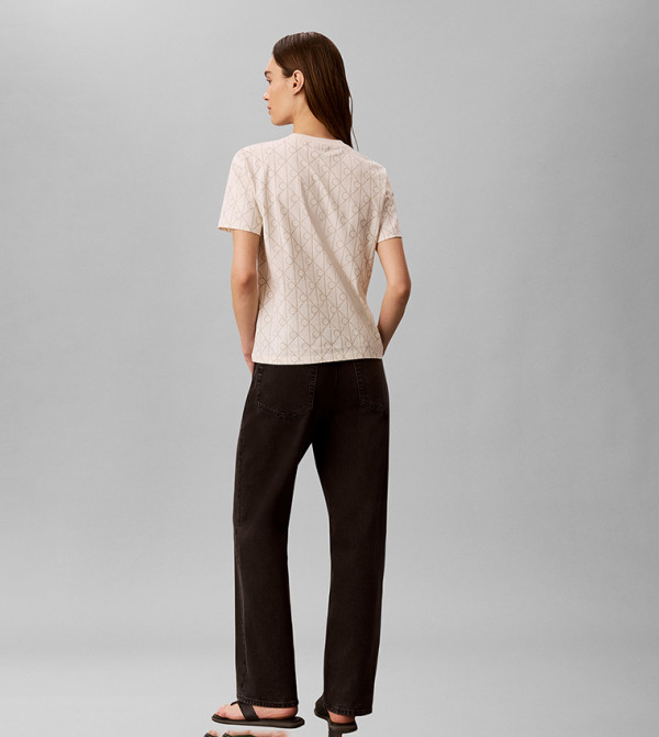 Calvin Klein  Clothing - Beige Short Sleeve T-Shirts