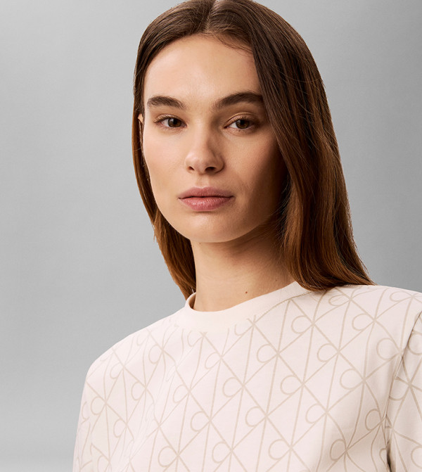 Calvin Klein  Clothing - Beige Short Sleeve T-Shirts
