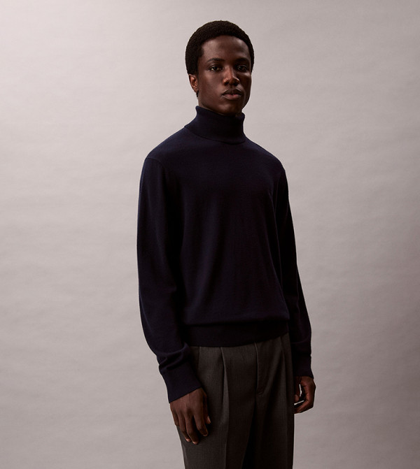 كالفين كلاين سترات بياقة السلحفاة - كحلي Turtle neck Sweaters