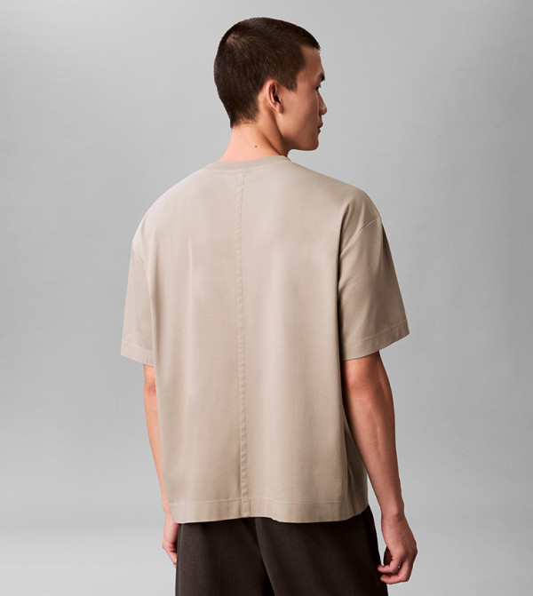 كالفين كلاين  تيشيرتات كاجوال - رمادي داكن Round Neck T-Shirts