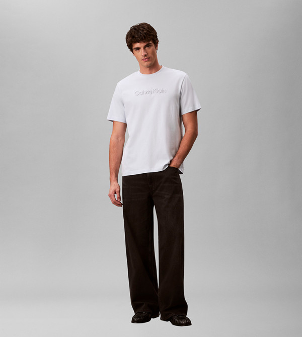 كالفين كلاين كالفين كلاين - أبيض Round Neck T-Shirts