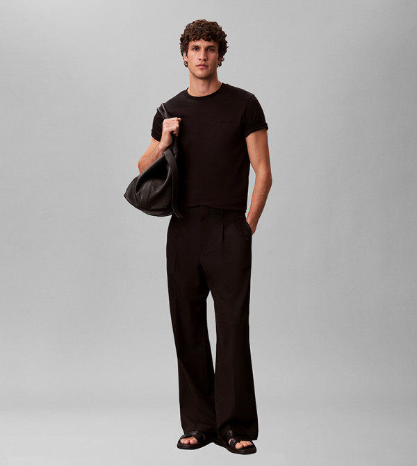 كالفين كلاين  ملابس - أسود Round Neck T-Shirts