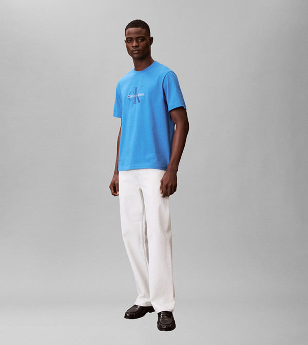 Calvin Klein Jeans  - Blue Round Neck T-Shirts
