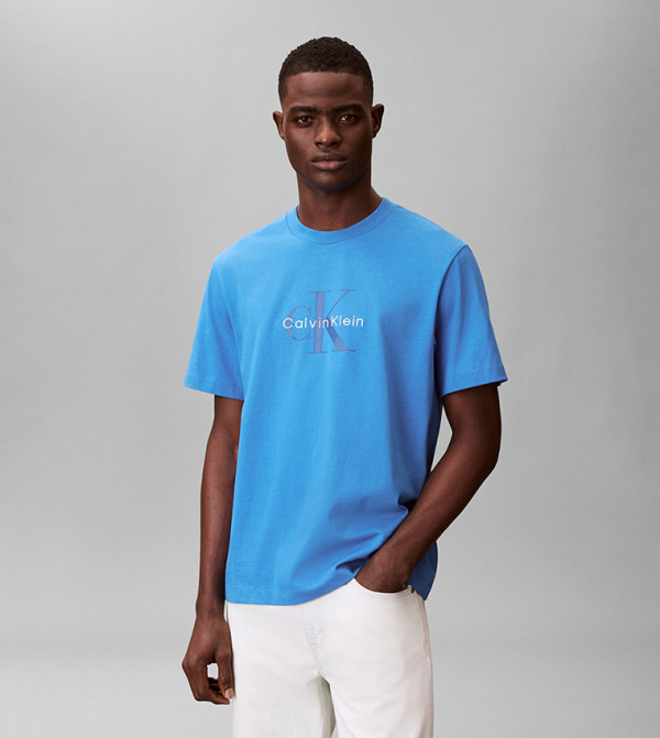 Calvin Klein Jeans  - Blue Round Neck T-Shirts