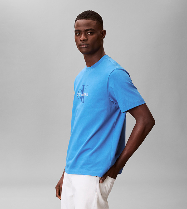 Calvin Klein Jeans  - Blue Round Neck T-Shirts