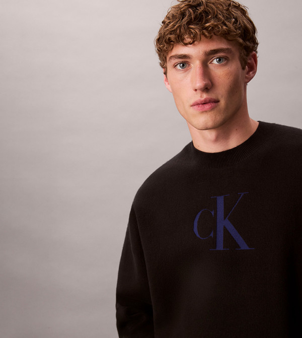 كالفين كلاين  سترات بياقة دائرية - أسود Round Neck Sweaters