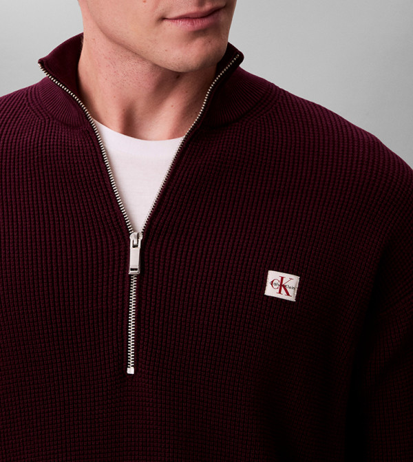 كالفن كلاين جينز سترات بياقة السلحفاة - بورغندي Turtle neck Sweaters