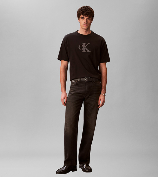 كالفن كلاين جينز  ملابس - أسود Round Neck T-Shirts