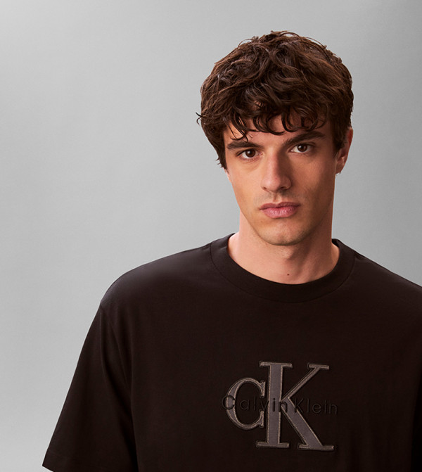 كالفن كلاين جينز  ملابس - أسود Round Neck T-Shirts