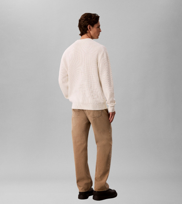 Calvin Klein Jeans workwear-reworked - Off White Round Neck Sweaters