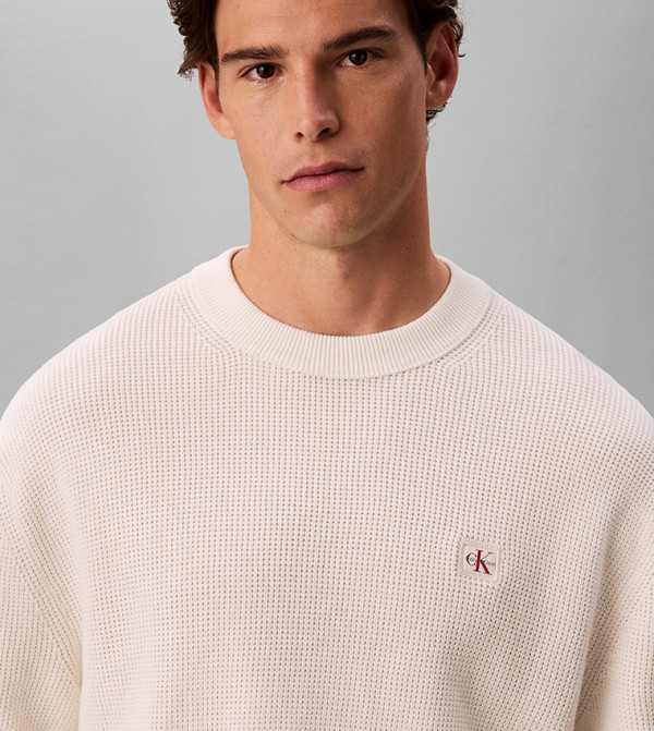 Calvin Klein Jeans workwear-reworked - Off White Round Neck Sweaters