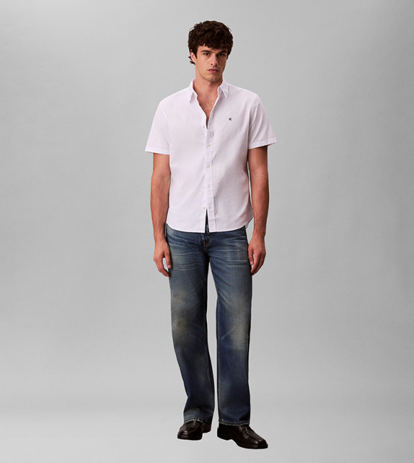 كالفن كلاين جينز  ملابس - أبيض Short Sleeves