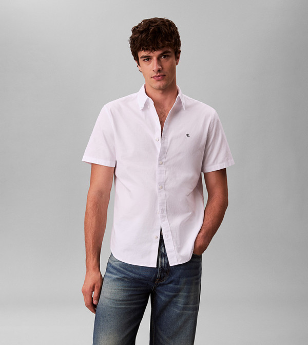 كالفن كلاين جينز  ملابس - أبيض Short Sleeves