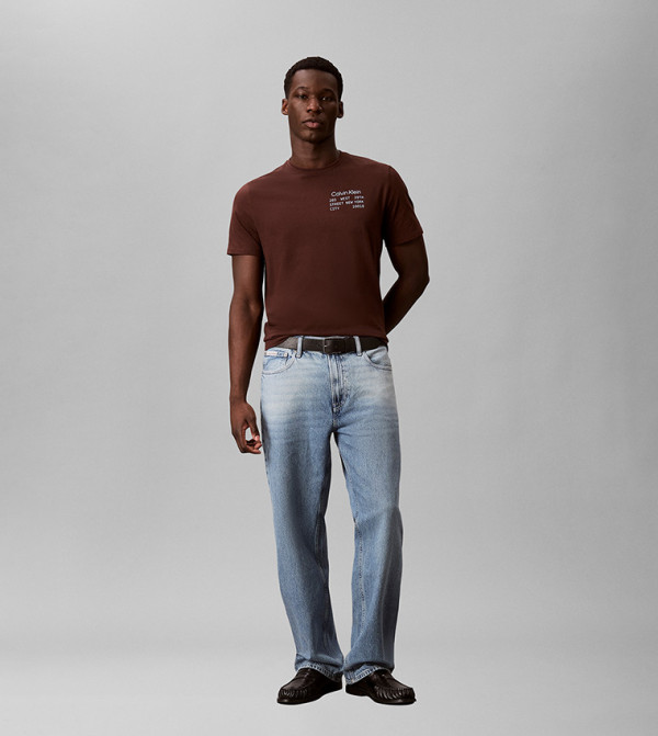 Calvin Klein Jeans Calvin Klein Jeans - Brown Round Neck T-Shirts