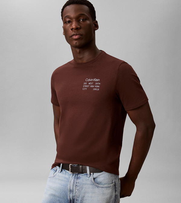 Calvin Klein Jeans Calvin Klein Jeans - Brown Round Neck T-Shirts