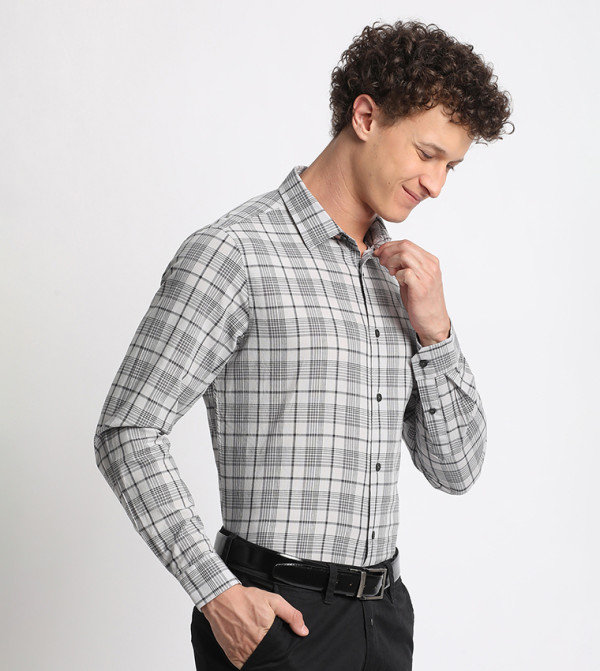 Beverly Hills Polo Club  Casual Shirts - SILVER GREY Long Sleeves