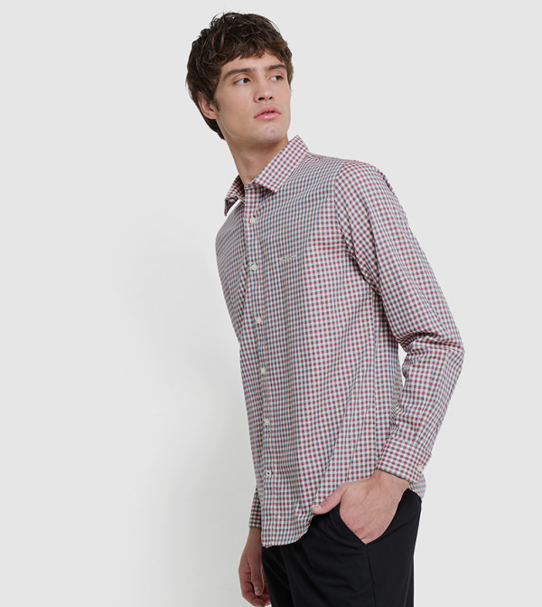 Ben Sherman checkered-plaid-m - Red Long Sleeves