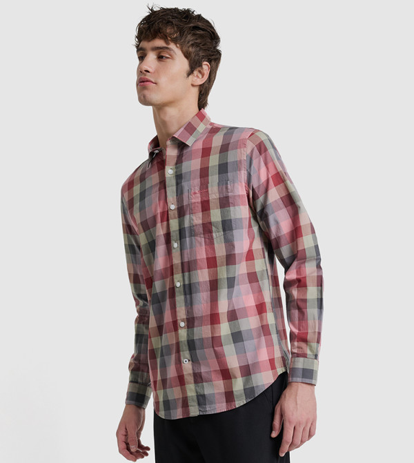 Ben Sherman  checkered-plaid-m - Pink Long Sleeves