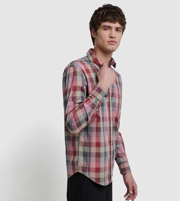 Ben Sherman  checkered-plaid-m - Pink Long Sleeves