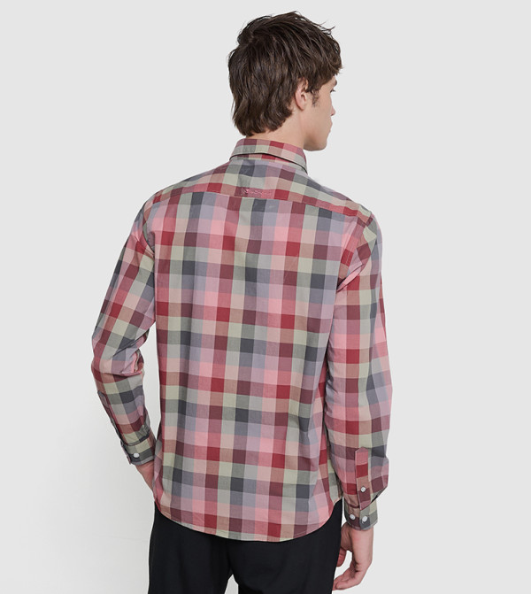 Ben Sherman  checkered-plaid-m - Pink Long Sleeves