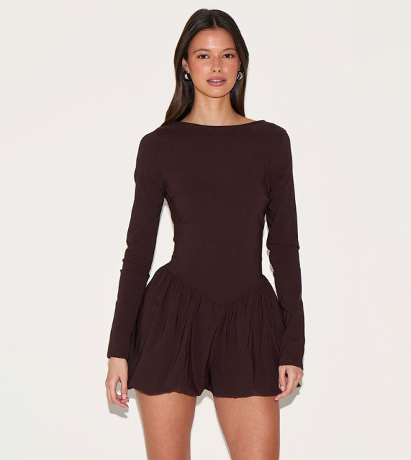 PrettyLittleThing - Outlet - Brown Playsuits