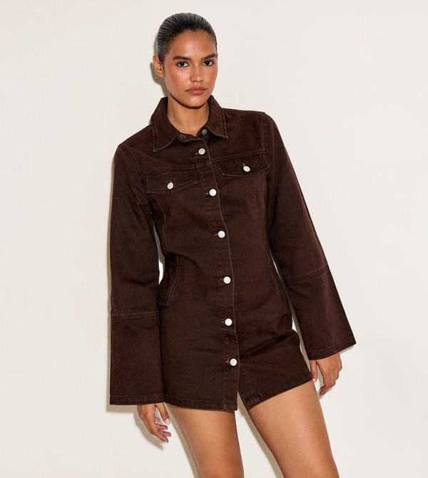 PrettyLittleThing  - Brown Shirt & T-Shirt Dresses