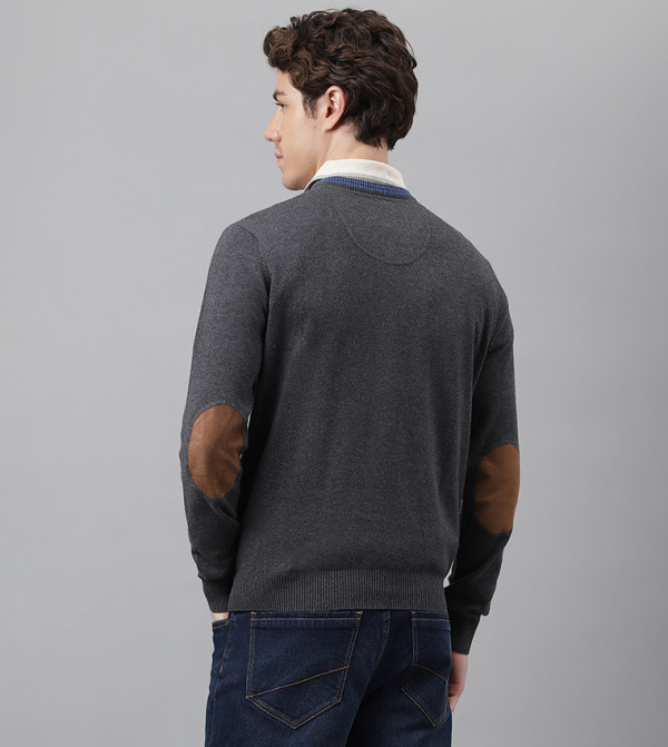 بيفرلي هيلز بولو كلوب  سترات بياقة V  - رمادي Sweater