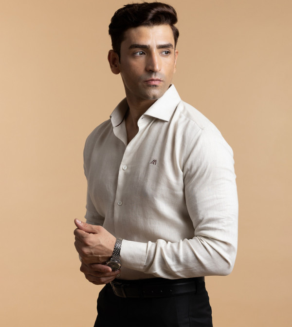 مانريزم  قمصان - بيج Long Sleeves