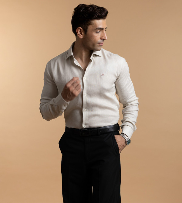 مانريزم  قمصان - بيج Long Sleeves