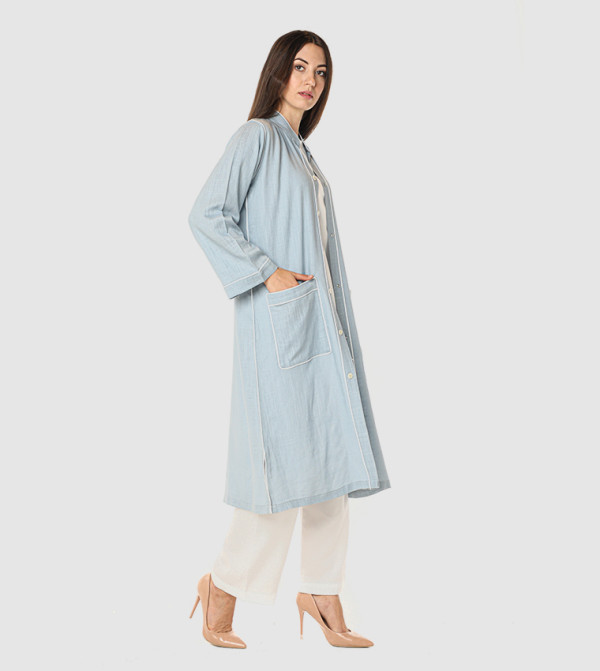 Moistreet  Co-Ord Set - Blue  Abayas