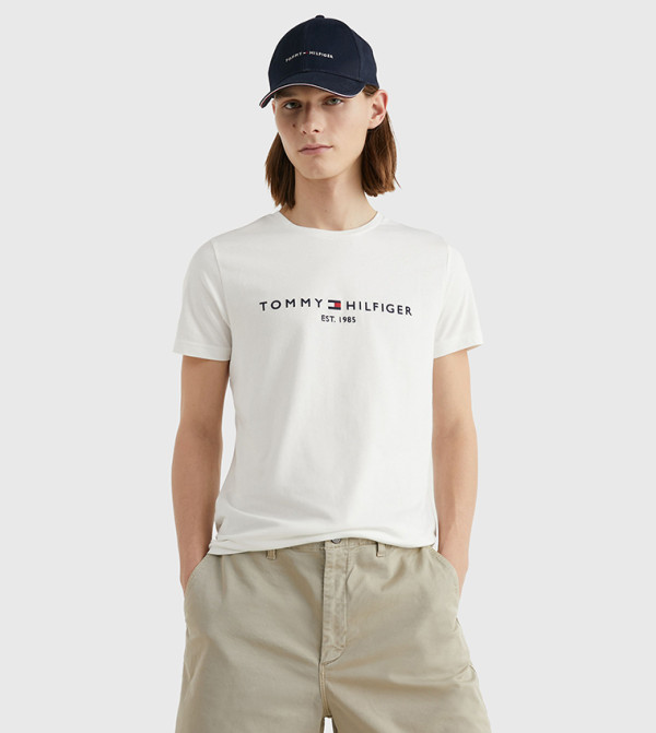 Tommy Hilfiger  T-Shirts - White Round Neck T-Shirts