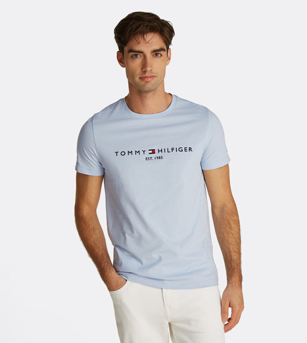 تومي هيلفيغر  ملابس - أزرق Round Neck T-Shirts