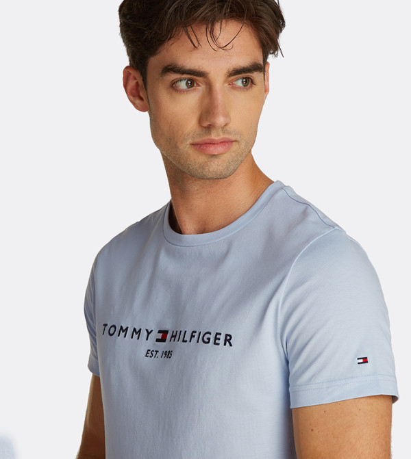 تومي هيلفيغر  ملابس - أزرق Round Neck T-Shirts