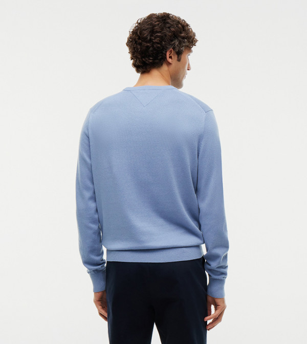 تومي هيلفيغر  سترات بياقة دائرية - أزرق Round Neck Sweaters