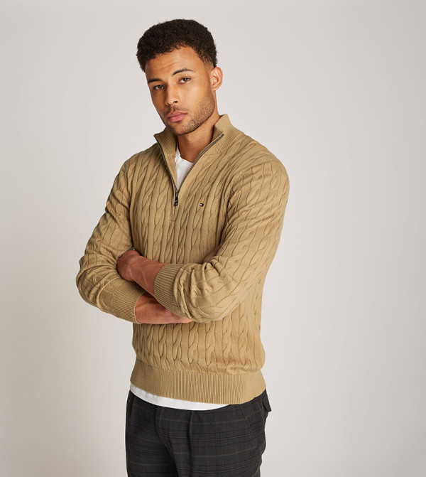 Tommy Hilfiger  Sweaters & Cardigans - Beige Round Neck Sweaters