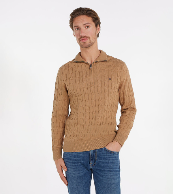 Tommy Hilfiger  Sweaters & Cardigans - Beige Round Neck Sweaters