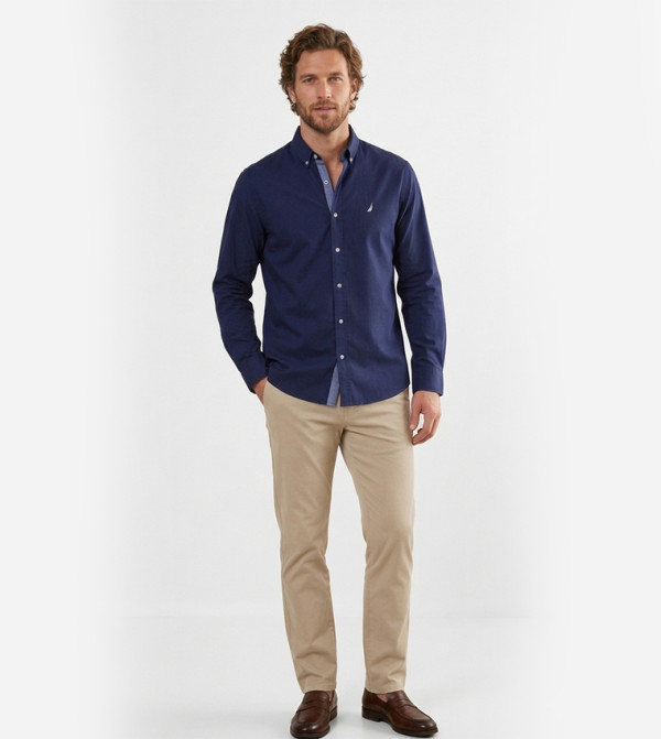 Nautica Shirts - Navy Long Sleeves