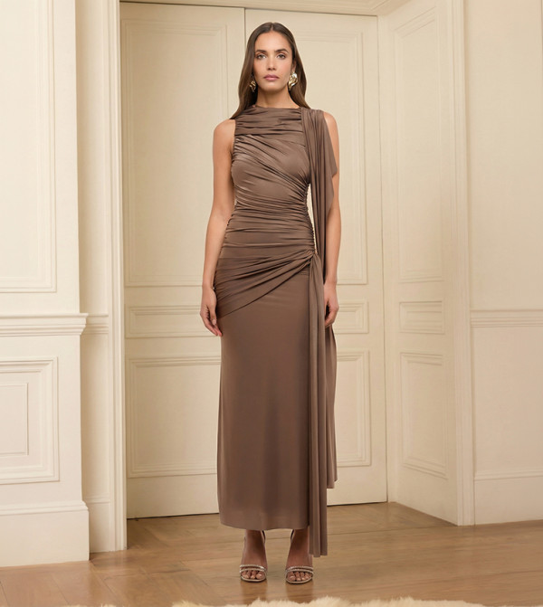 BCBG  Midi Dresses - Brown Midi Dresses