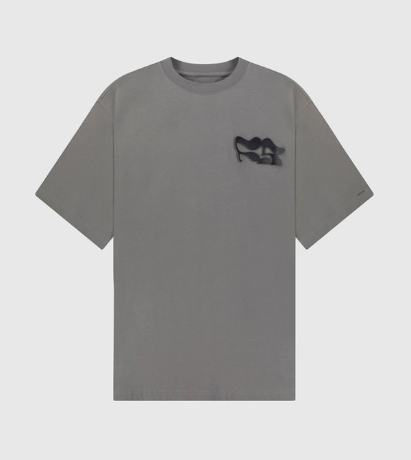 F5 F5 - Grey Round Neck T-Shirts