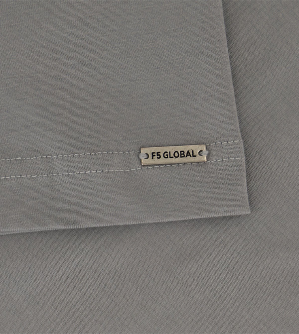 F5 F5 - Grey Round Neck T-Shirts