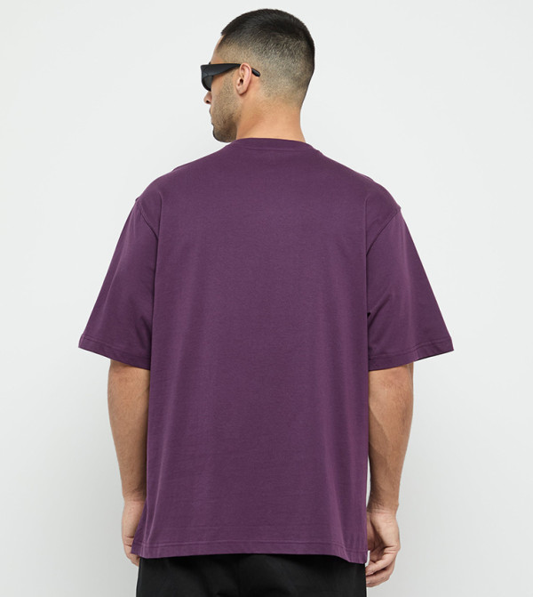 F5 F5 - Purple Round Neck T-Shirts