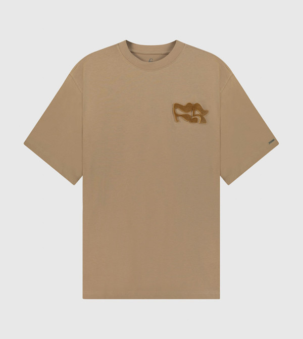 F5 F5 - Light Brown Round Neck T-Shirts