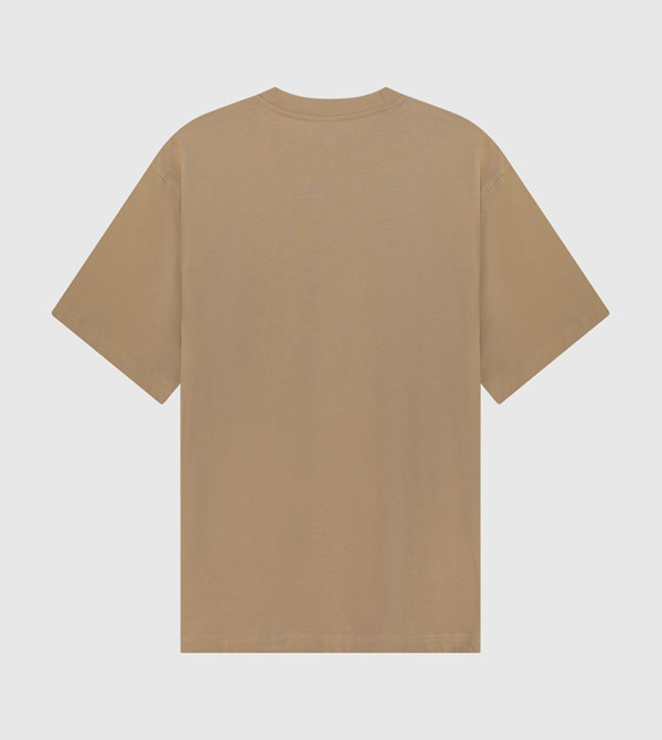 F5 F5 - Light Brown Round Neck T-Shirts