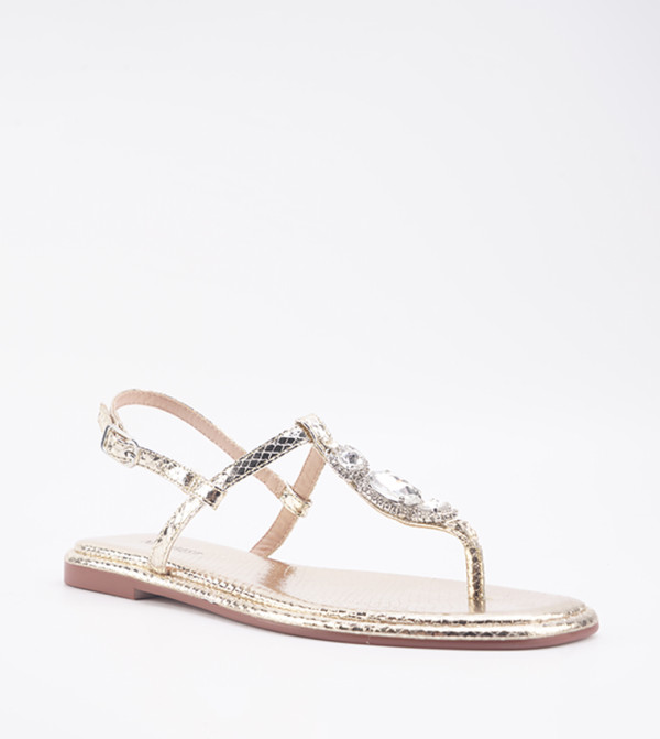 Nine West  Flat Sandals - Gold Flat Sandals