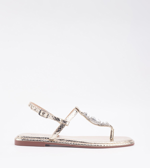 Nine West  Flat Sandals - Gold Flat Sandals