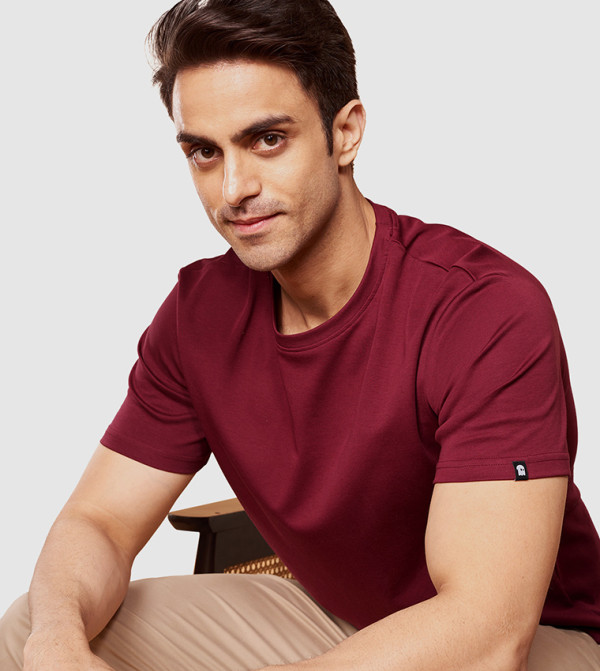 The Souled Store  - Maroon Casual T-Shirts