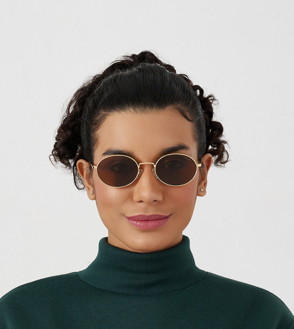 بلاك أوت بلاك أوت - ذهبي Round Sunglasses