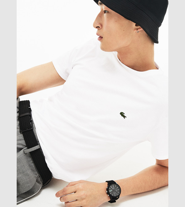 Lacoste Lacoste - White Round Neck T-Shirts
