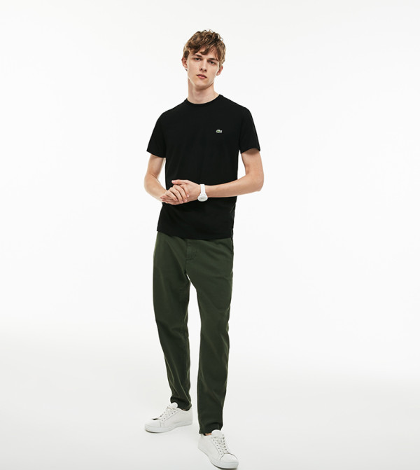 لاكوست لاكوست - أسود Round Neck T-Shirts